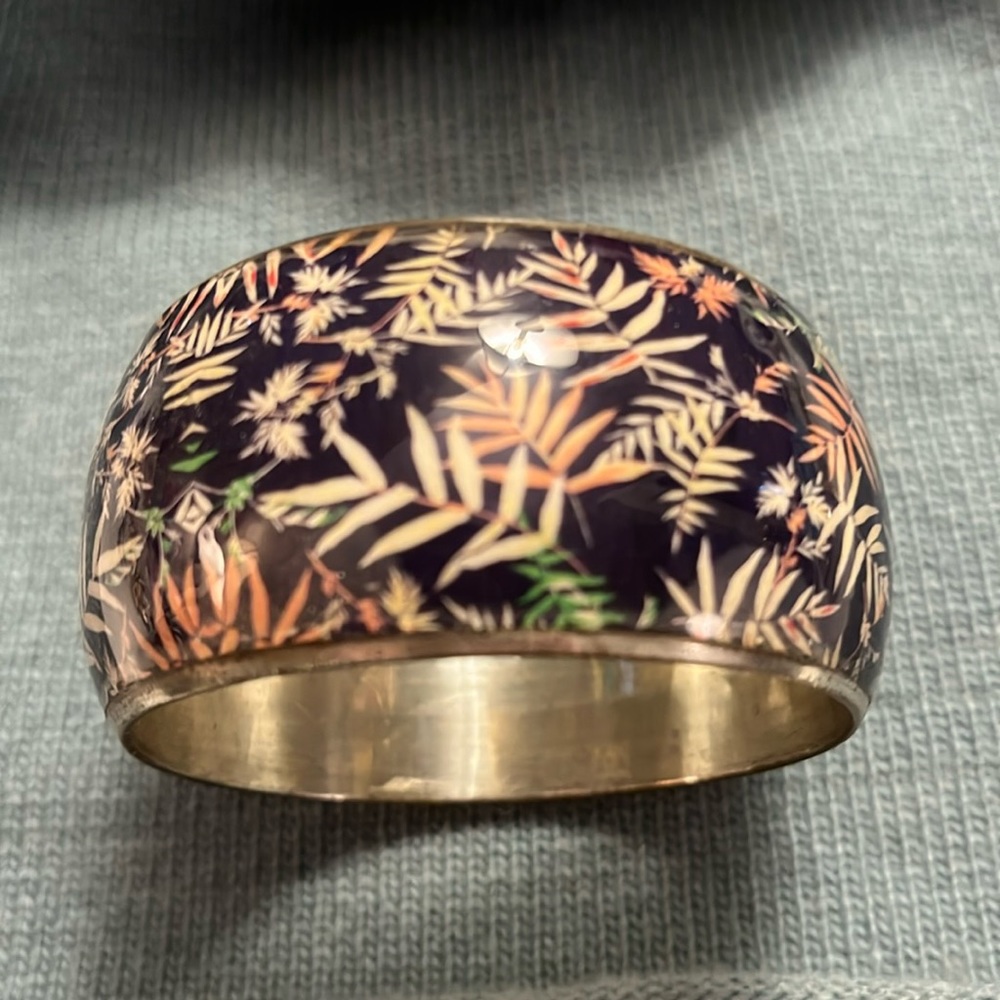 Vintage colorful brass bangle bracelet